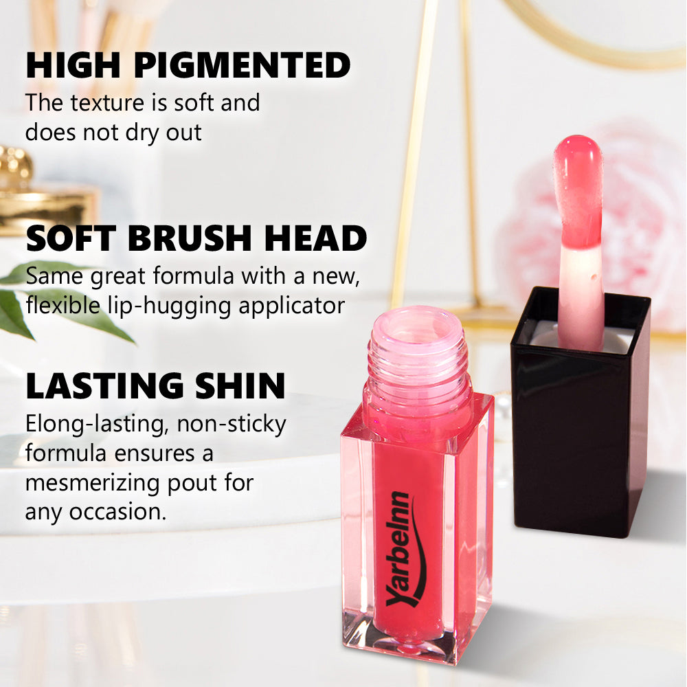 Mirror Glossy Lip Oil - Hydrating Plumping Lip Tint with Large Applicator Wand