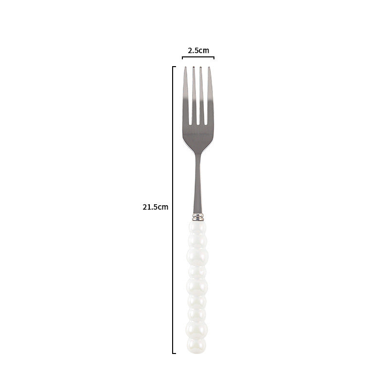 Ceramic Pearl Handle Cutlery Set - Spoon Fork Knife Household Dinnerware