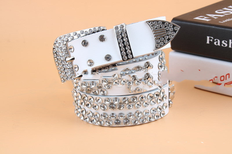Western Cowboy Rhinestone Belt for Women - High-Quality Rivet Fashion Accessory