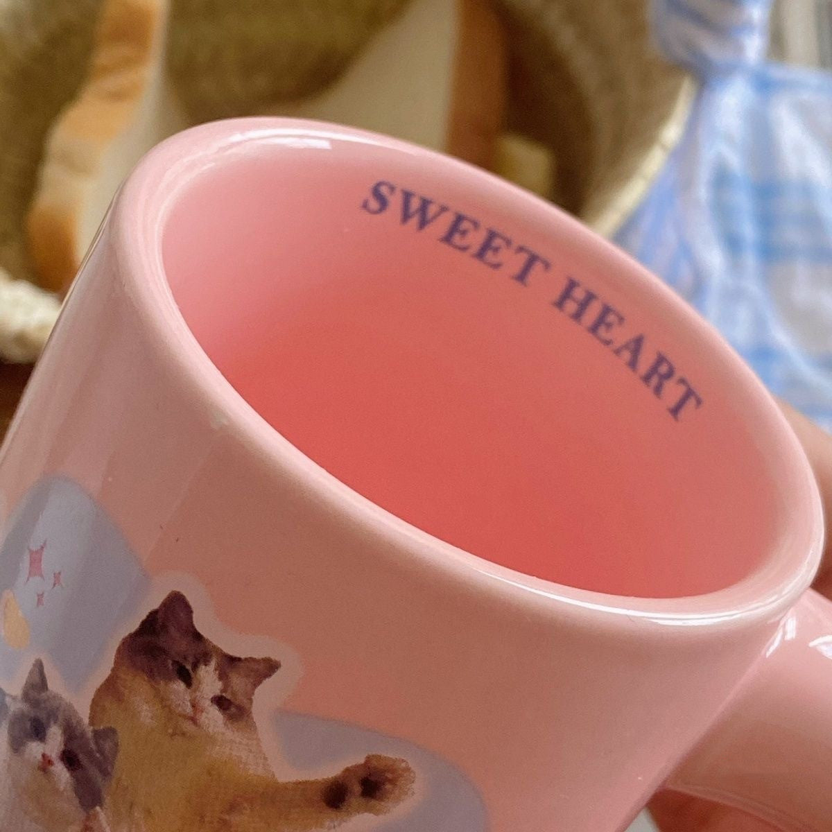 Cute Kitten Printed Ceramic Mug - 300ml Pink Pig Home Drinkware