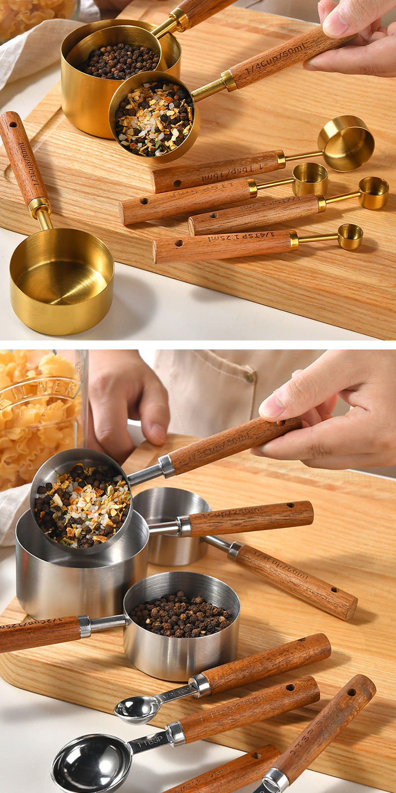 Stainless Steel Measuring Cups & Spoons Set - Kitchen Baking Tools