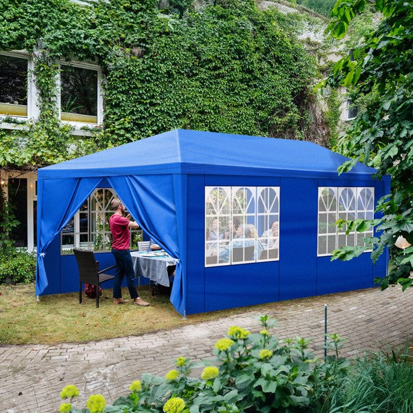 10x20 Outdoor Party Tent with Removable Sidewalls - Blue