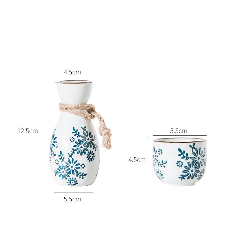Chinese Style Ceramic Wine & Hip Flask Set - Retro Home Barware