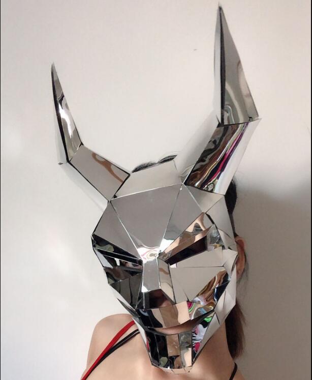 Reflective Silver Game Character Face Mask