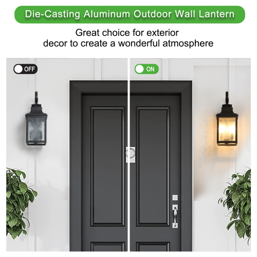 Outdoor Glass Wall Light - Vintage Black Sconce with Frosted Panel, Supports E12 Bulbs, Weatherproof, 2-Pack