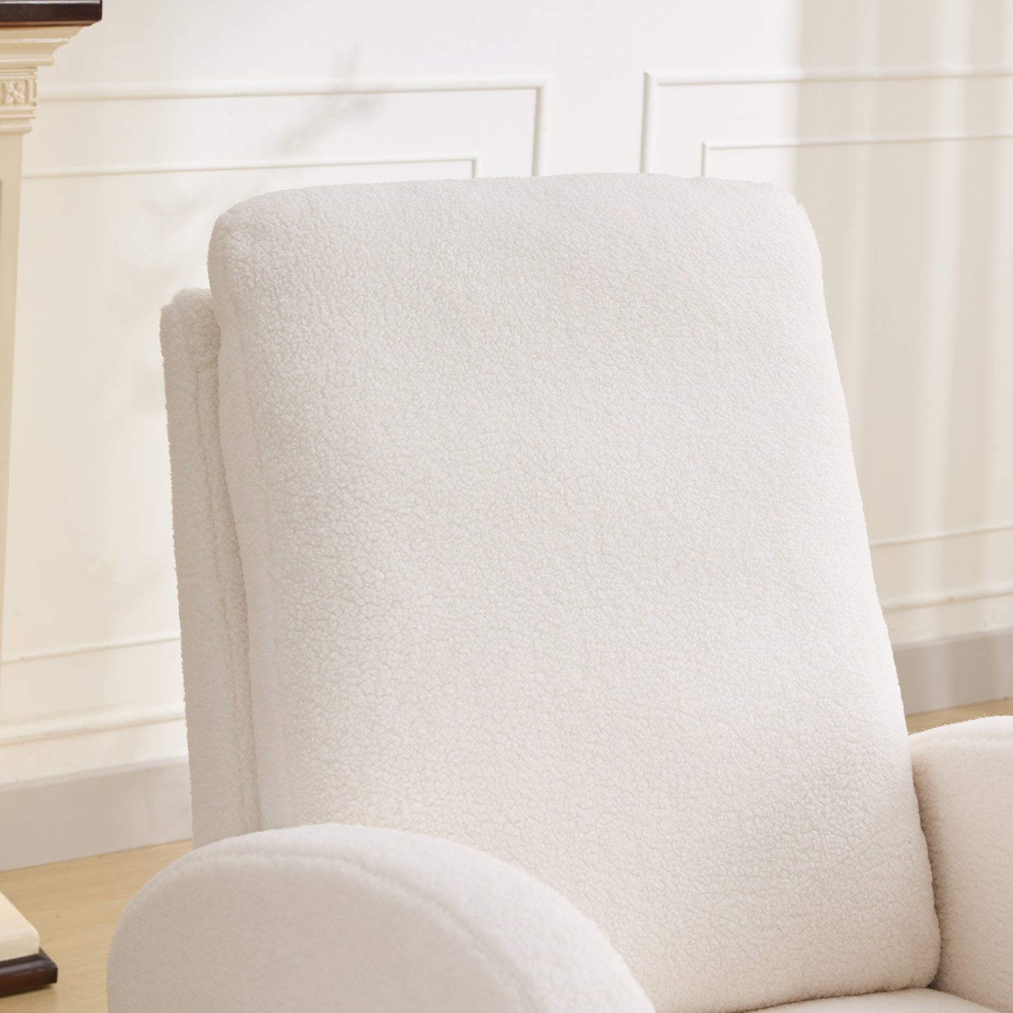 Ivory Sherpa Rocking Chair for Nursery - High Back Accent Chair