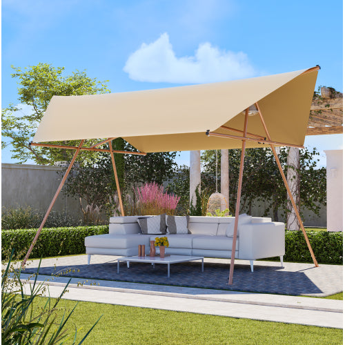 Hexagonal Shade Sail Canopy, Large 206in X118in UV Block Sun With UPF