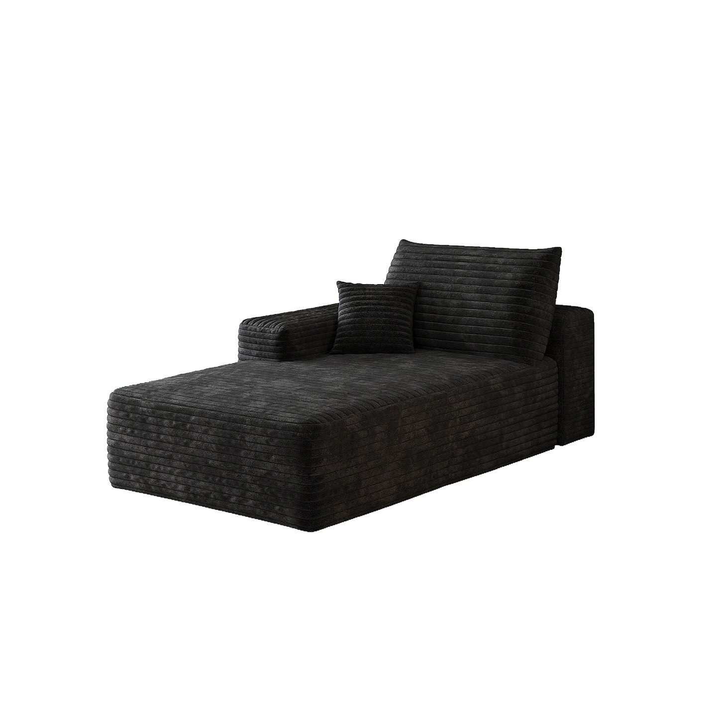 Left Sleeper Sofa - Black Corduroy, 1 Seat