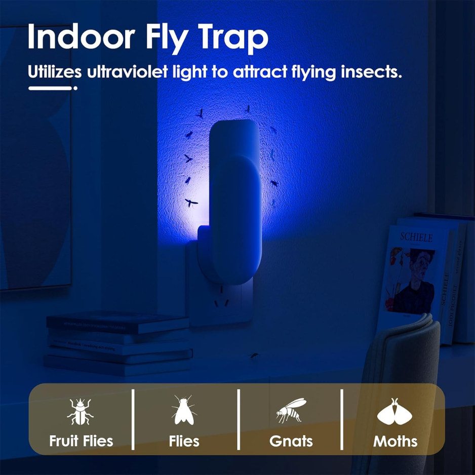 Indoor Plug-in Flying Insect Trap with Glue Cards - White, 2-in-1