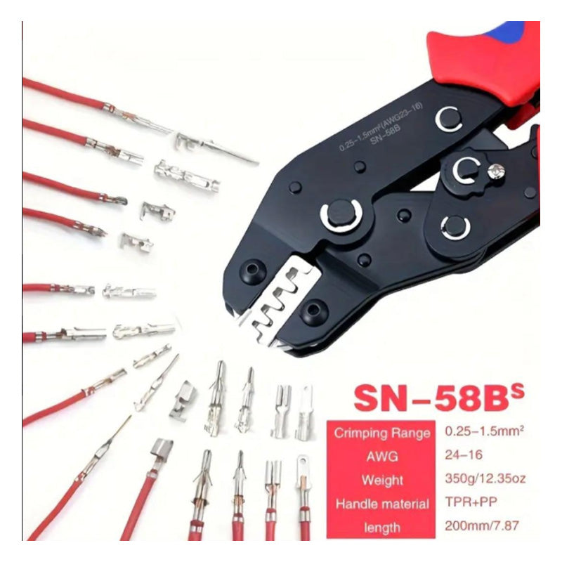 Red Crimping Pliers for Wire Terminals and Connectors - Hand Tool