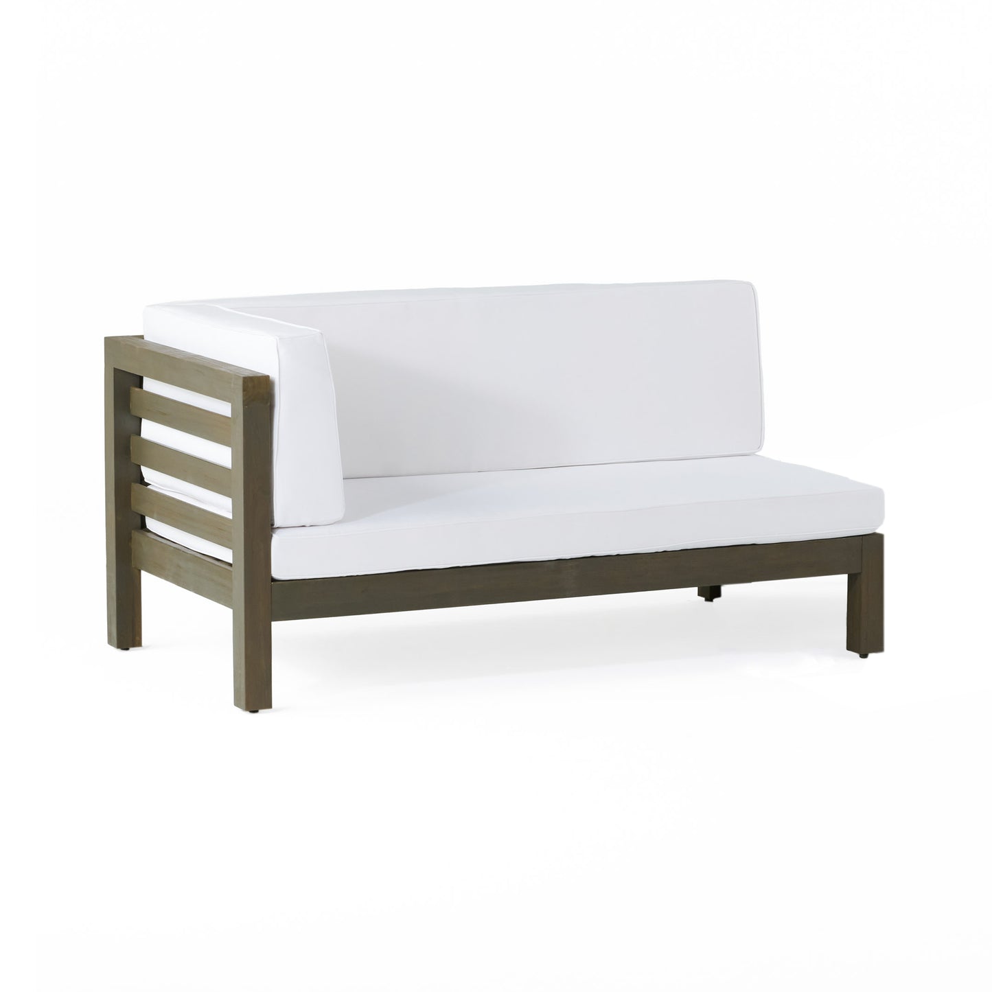 Oana Left Corner Bench and Coffee Table Set - White Acacia Wood