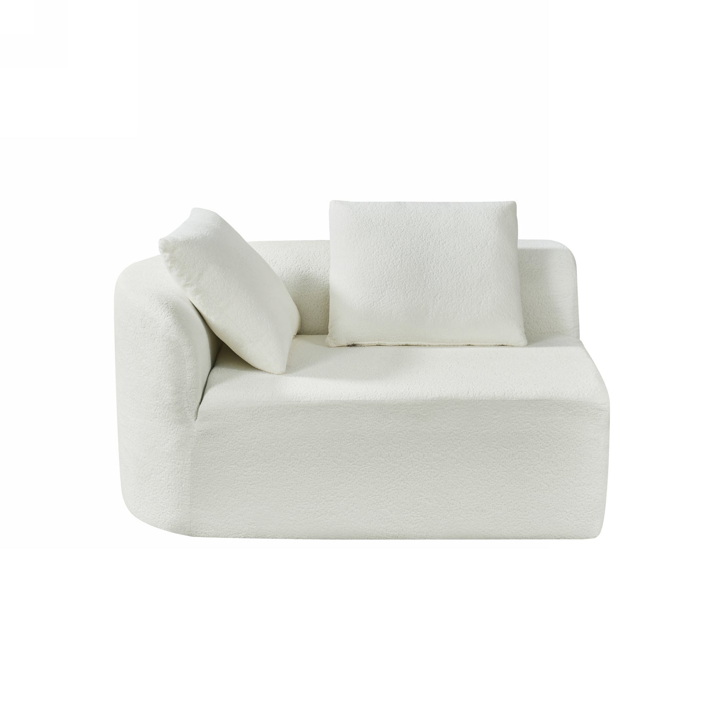 116" Modern Curved Sectional Sofa - Beige Upholstery, 2-Piece Set