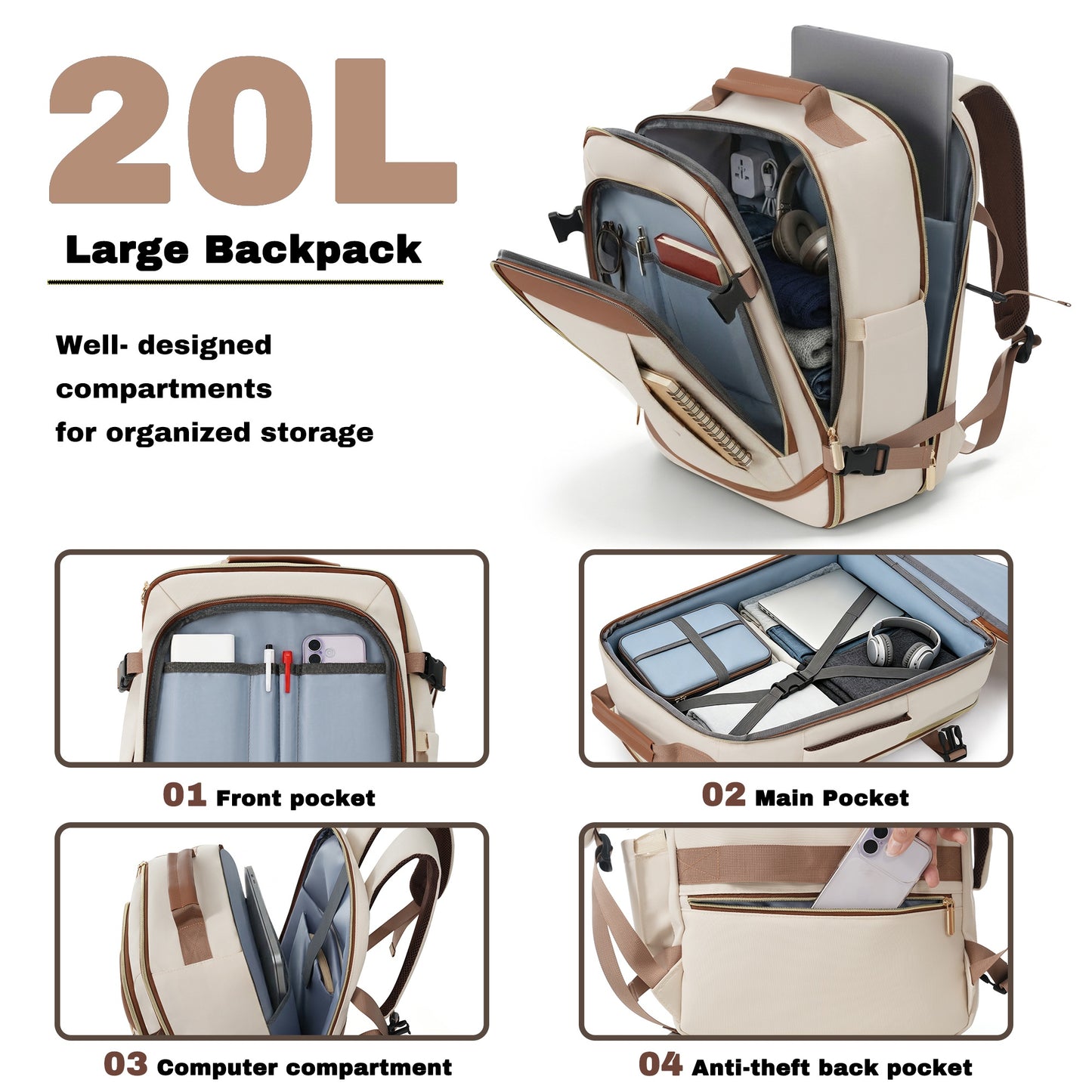 3-Piece Luggage Set - 24in Checked Suitcase with TSA Lock Travel