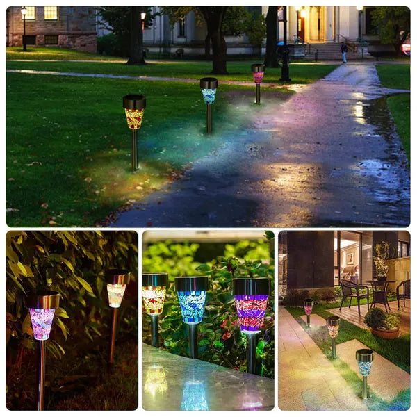 Multicolor Solar Garden Pathway Lights Outdoor Waterproof Landscape Lamps - 6 Pack