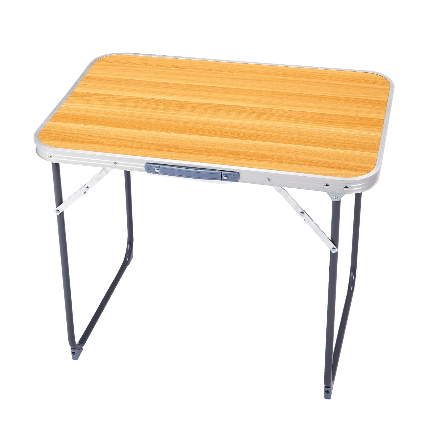2.3ft Wood Grain Aluminum Camping Folding Table - 50kg Capacity