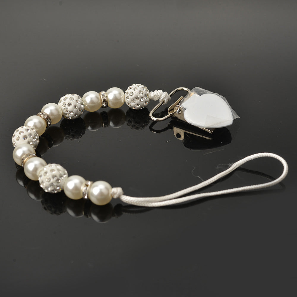 Baby Pacifier Drop-Preventing Chain Clip - Pearl Style, Multiple Colors