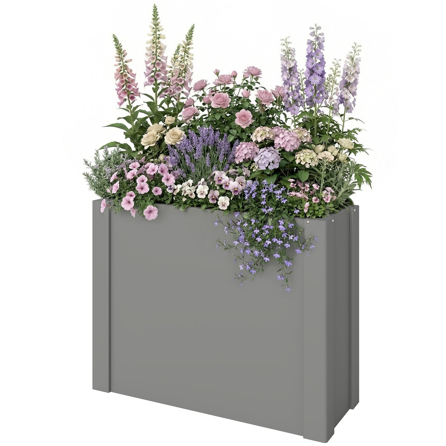 Galvanized Steel Raised Garden Bed Planter Box Outdoor with Gloves - 2.6 x 1 ft, Gray