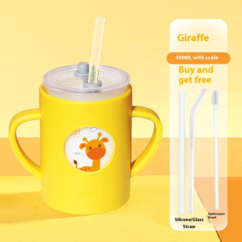 Kids Milk Cup with Scale and Double Handles - Baby Drinking Cup