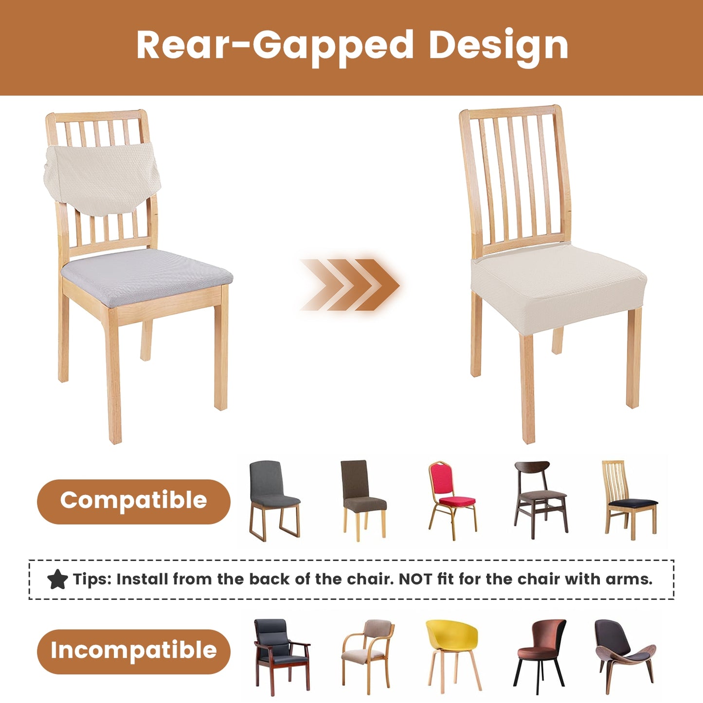 Waterproof Dining Chair Slipcovers - Stretch Jacquard Covers