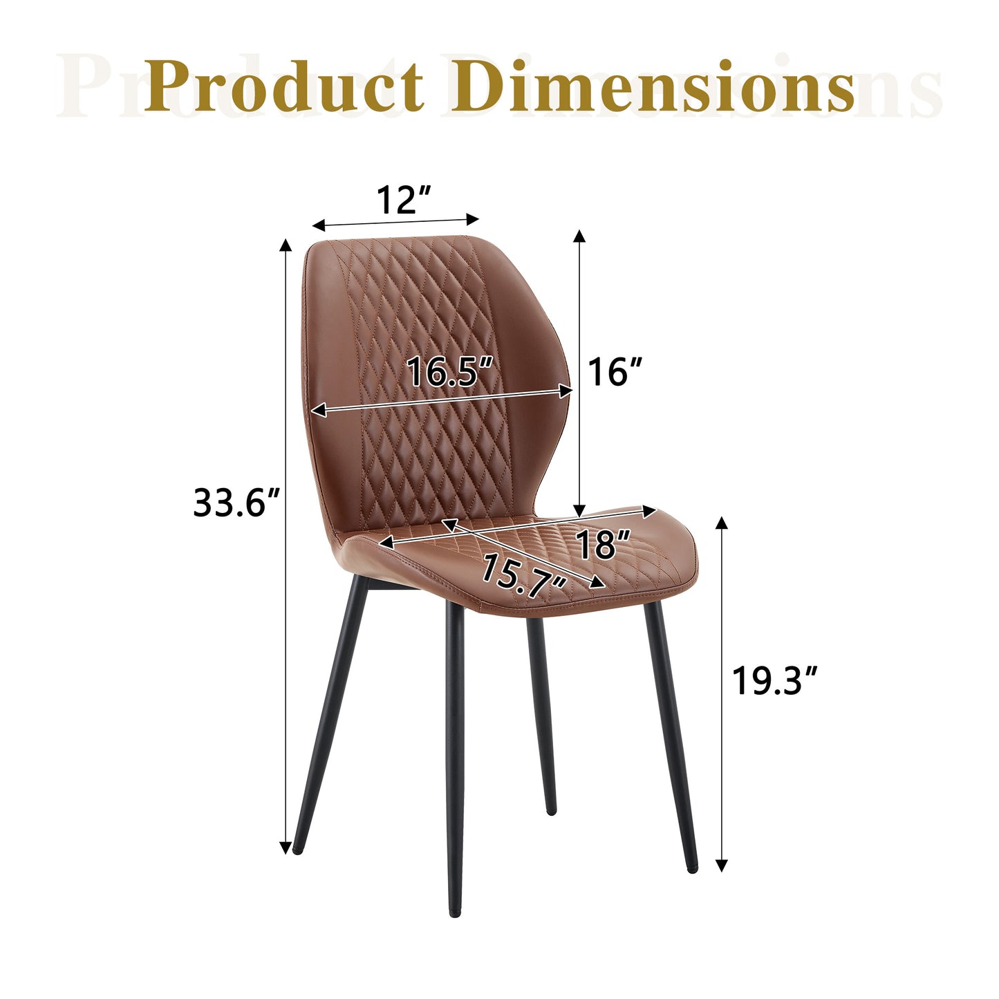 Set Of 4 Modern Light Luxury Brown Diamond-quilted PU Chairs With