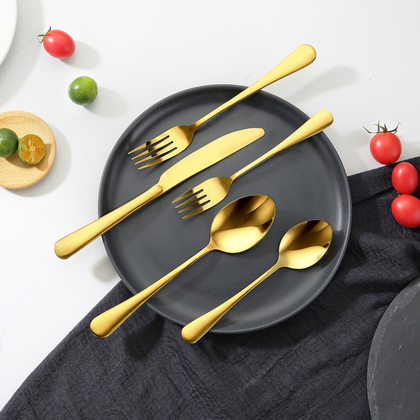 60-Piece Stainless Steel Flatware Set for 12 - Golden