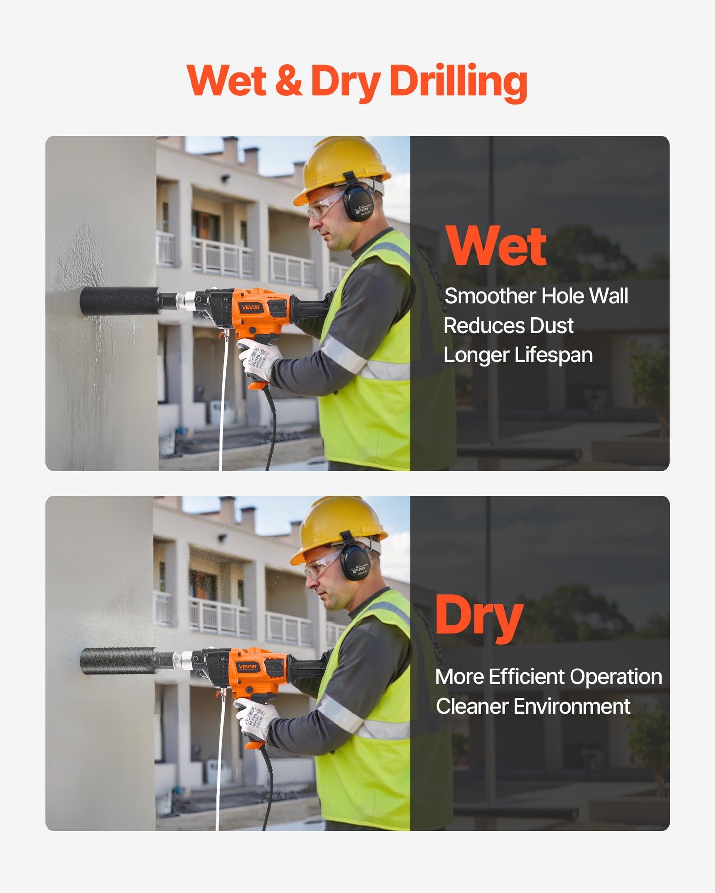 2000W Handheld Concrete Core Drill Machine with Variable Speed 6.3 Inch