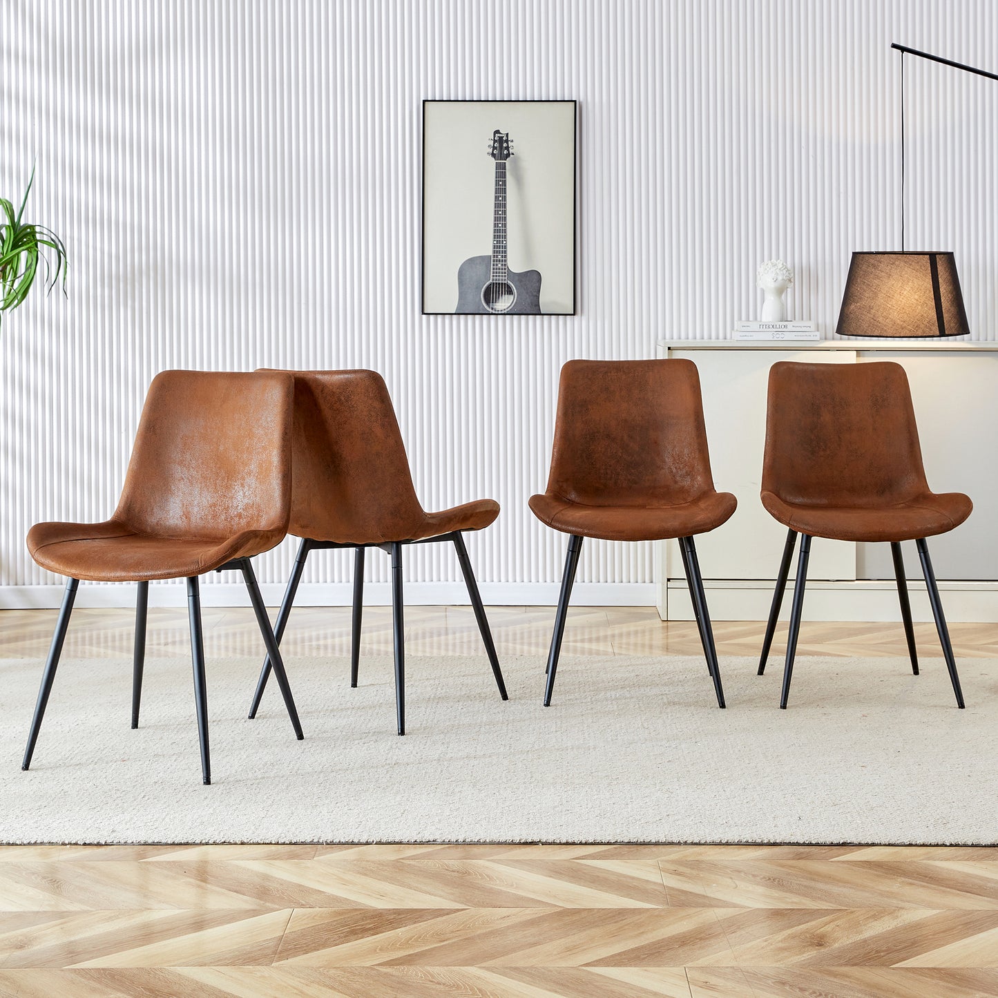 A Set Of 4 Modern Medieval Style Restaurant Brown Cushioned Chairs