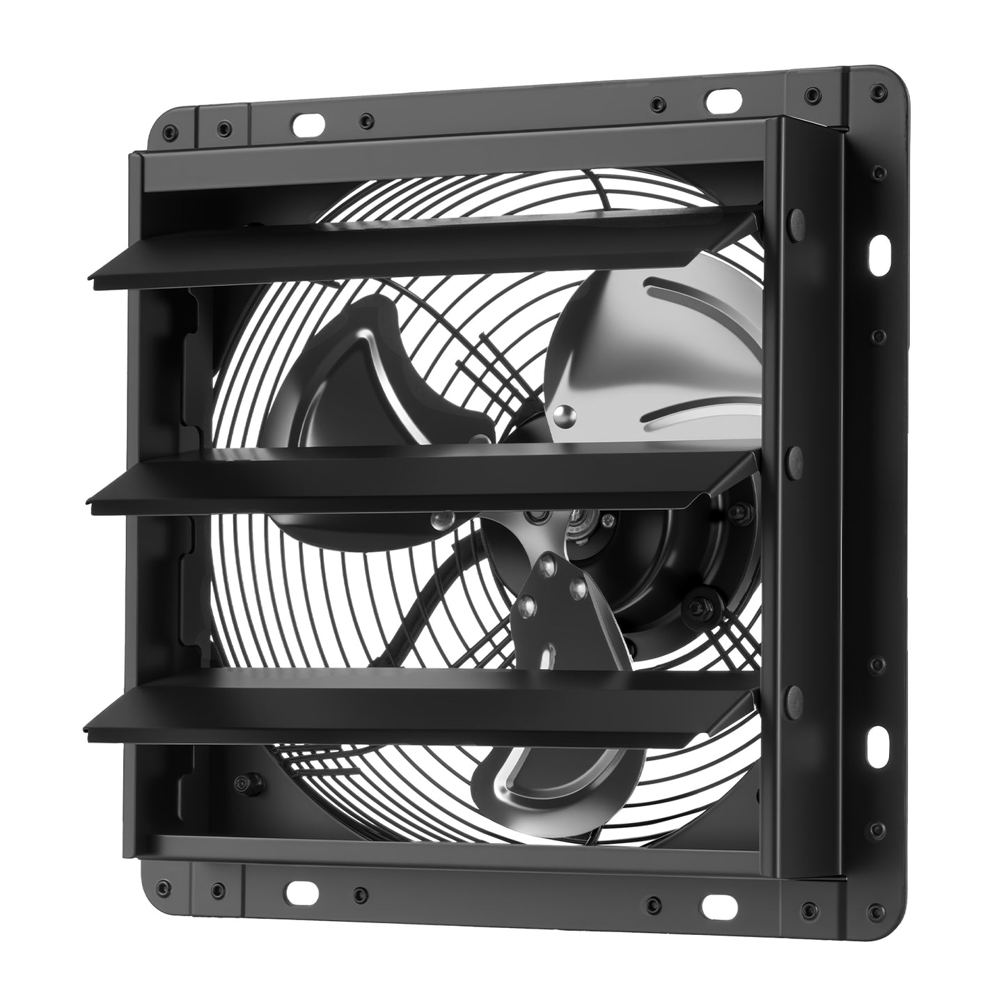 10 Inch Wall-Mount Shutter Exhaust Fan with EC Motor, Steel Housing, Temperature & Humidity Control for Attic Garage Barn Greenhouse