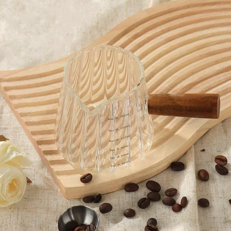 180ml Mini Glass Coffee Cup with Wooden Handle