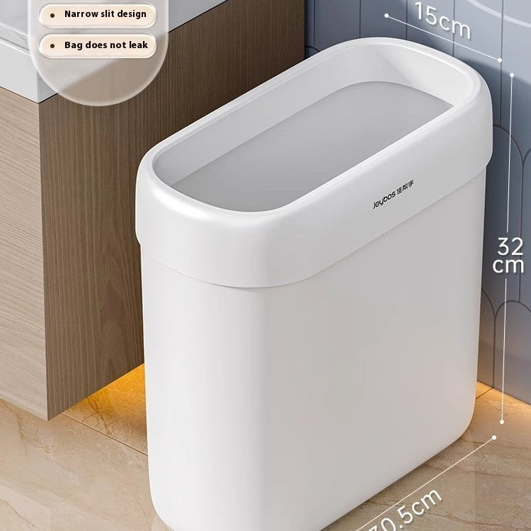 Large Capacity Bathroom Trash Can with Lid - Durable Plastic Waste Bin