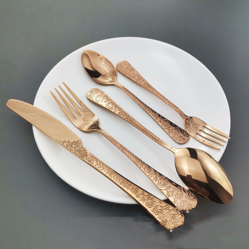 Stainless Steel Flatware Set with Knives, Spoons & Forks - Multiple Colors
