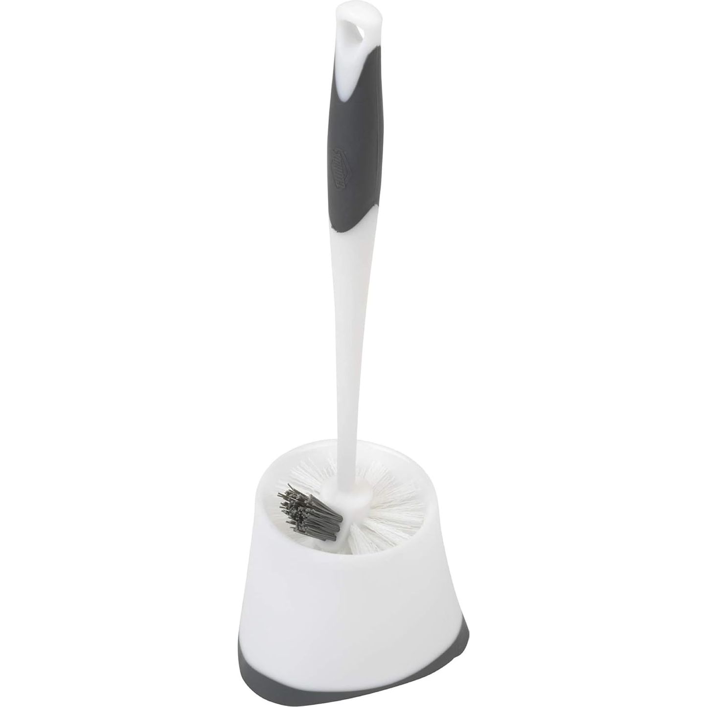 Corner Toilet Bowl Brush Set with Under Rim Scrubber and Storage Caddy - White Bathroom Cleaning Tool