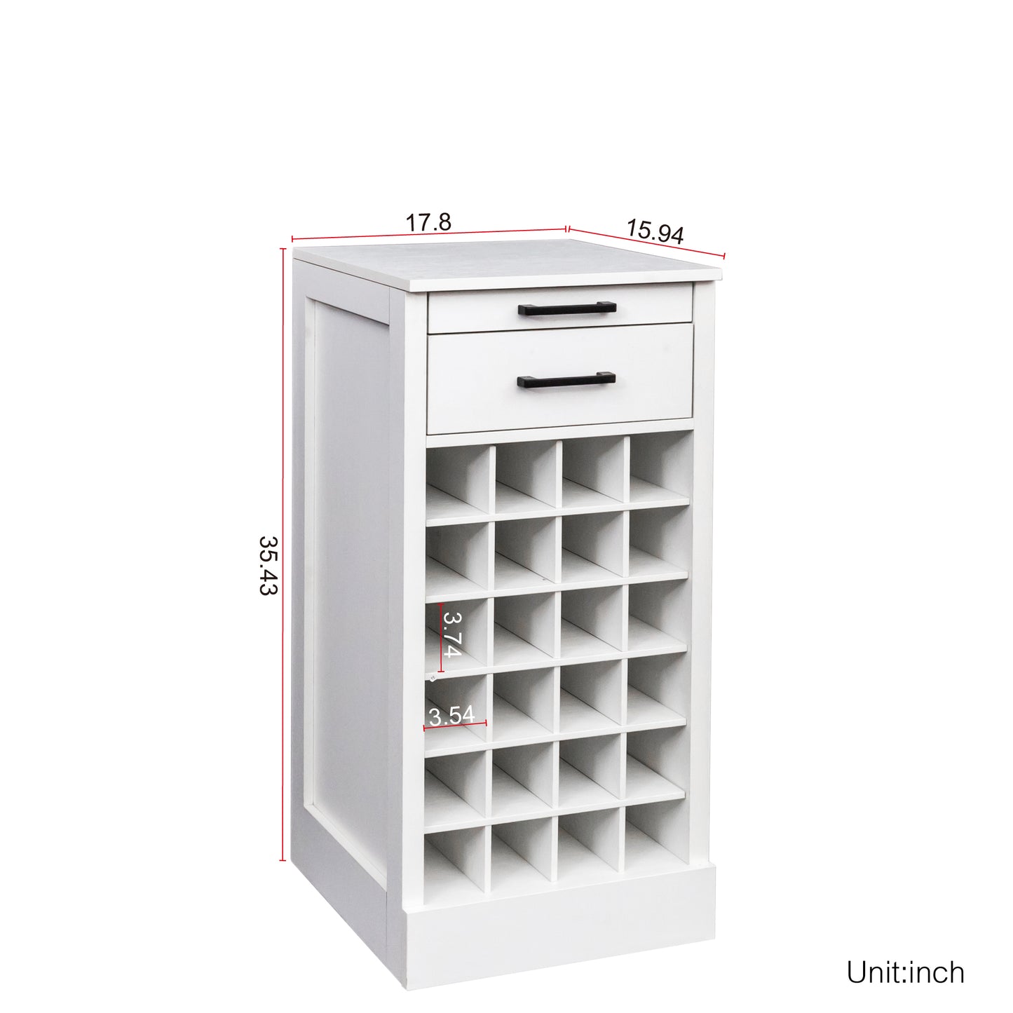White Modular 24-Bottle Wine Bar Cabinet - Buffet Storage