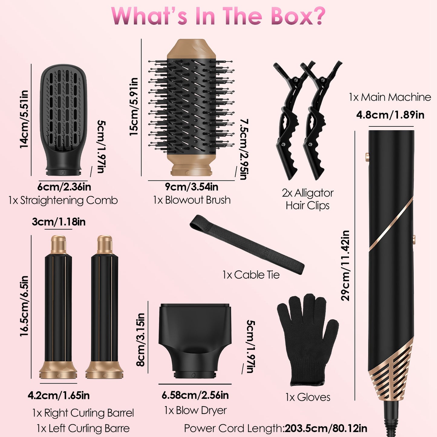5-in-1 Hot Air Hair Styler & Dryer Brush Set - Black Automatic Wrap Curler