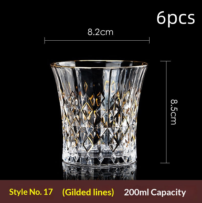 Large Gold-Trimmed Gin Crystal Glass - Vintage Drinkware for Bar & Kitchen