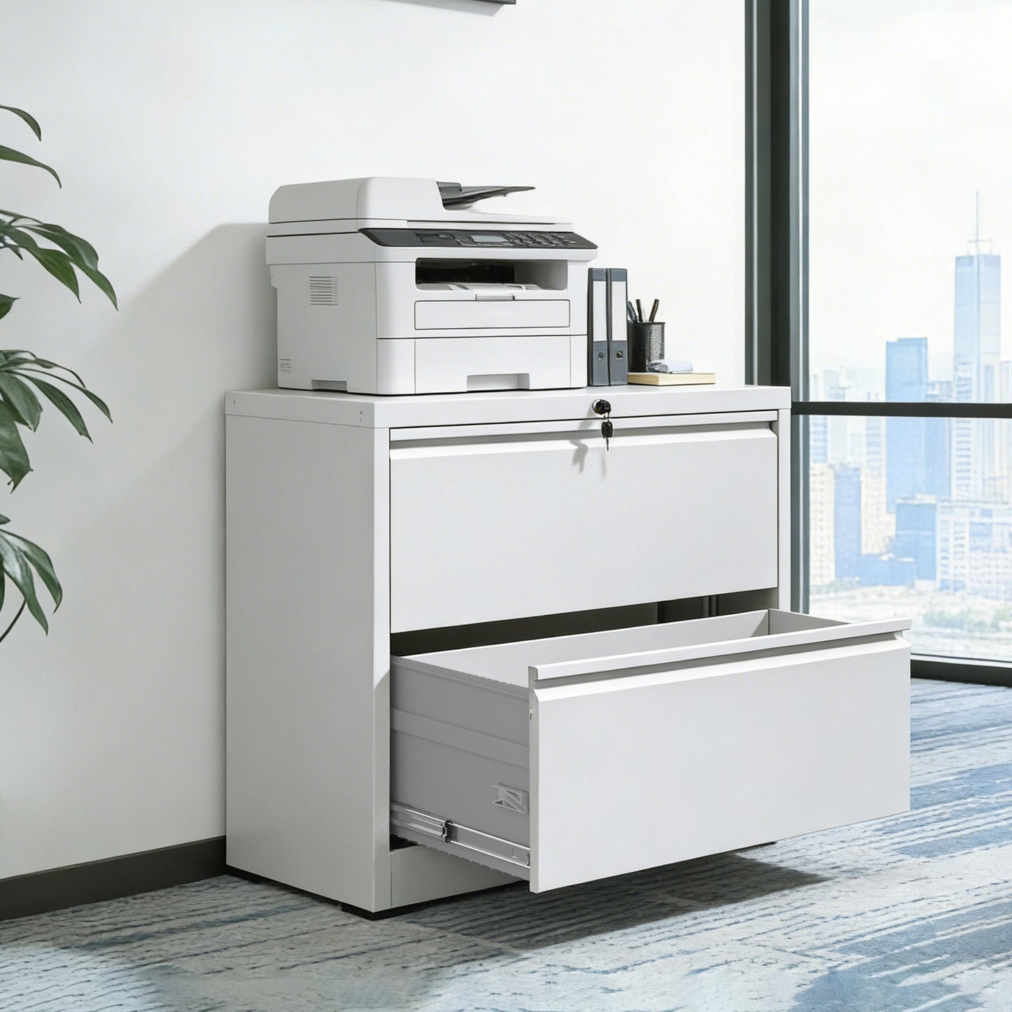Lateral File Cabinet 2 Drawer, 35.4 Inch Wide Metal Filing For Home