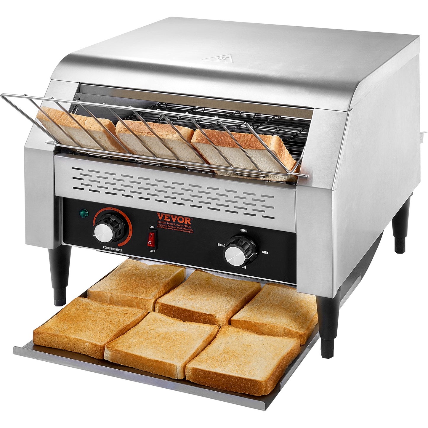 Commercial Conveyor Toaster 450 Slices/Hour Stainless Steel Restaurant Oven - Silver