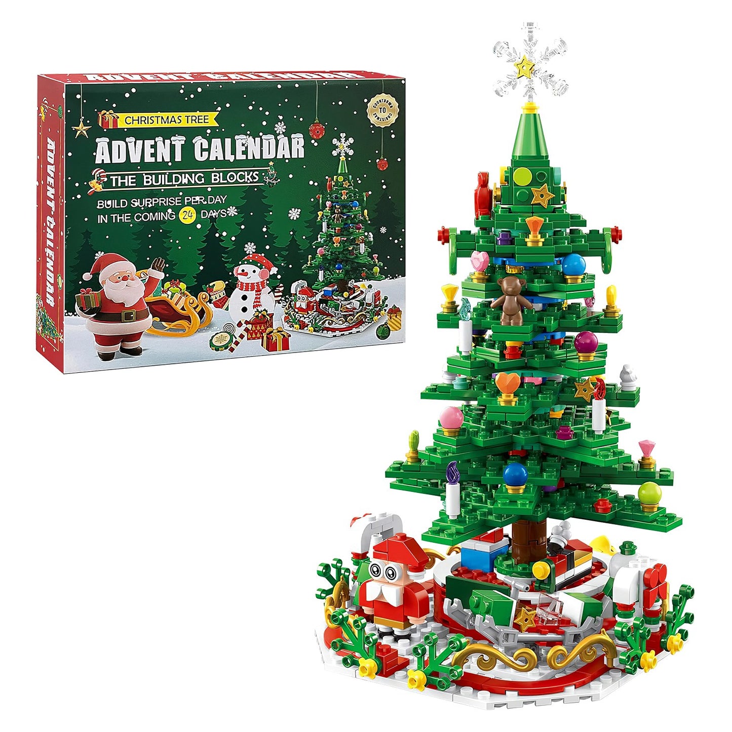 Christmas Tree Building Set with LED Lights - 24-Day Countdown