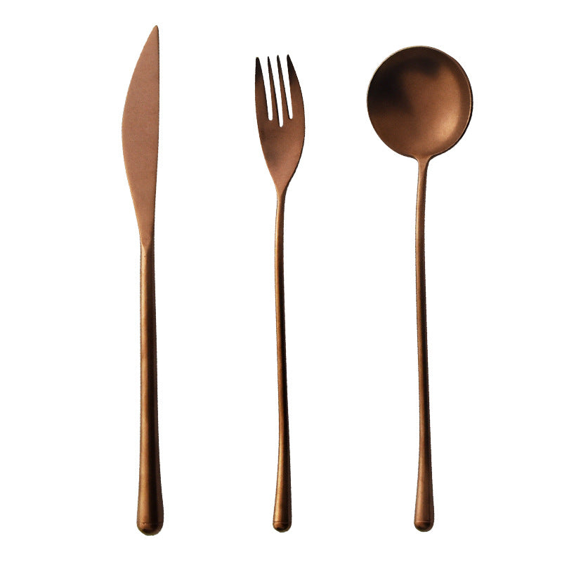 Japanese-Style Stainless Steel Tableware Set - Steak Knife Fork Spoon
