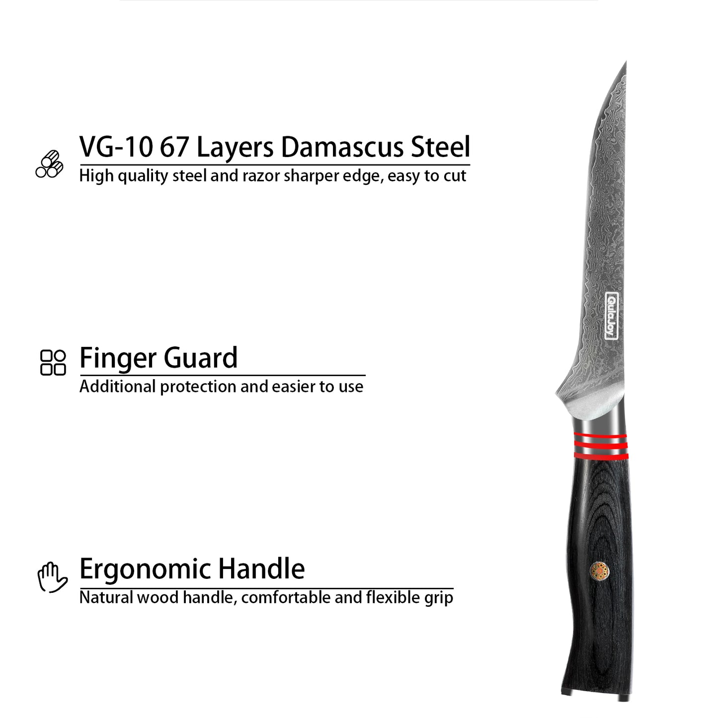 VG10 Chef Knife - 67-Layer Japanese Damascus Steel, 8 Inch Kitchen Knife with Ergonomic Handle