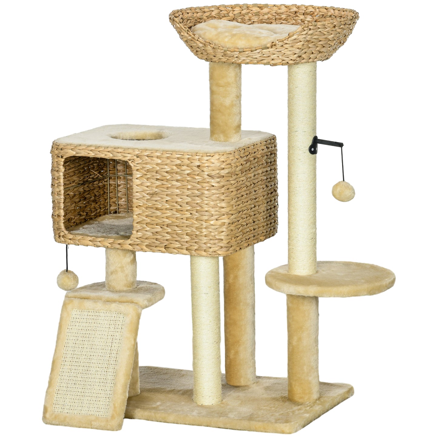 Indoor Cat Tree with Scratching Posts and Cozy Condo - Beige