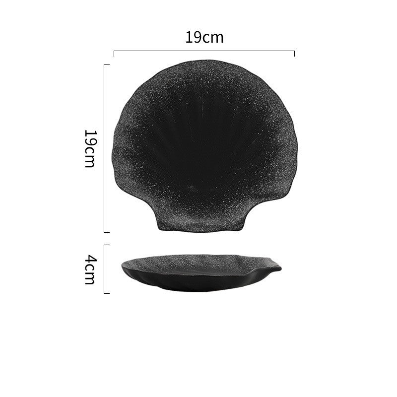 Ceramic Shell Plate for Kitchen & Dining - Irregular Shape, Microwave Safe