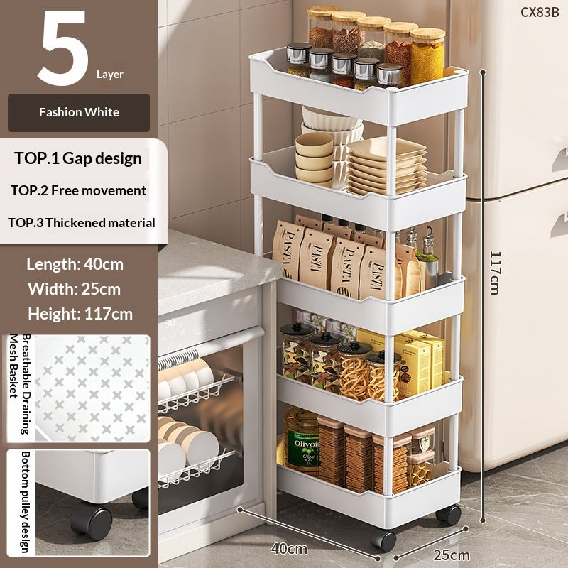 Multi-Layer Rolling Storage Cart with Wheels for Kitchen Bathroom Organization