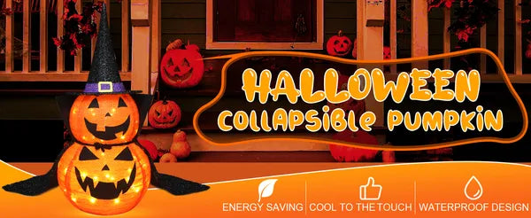 3FT Halloween Pumpkin Decoration with 50 LED Lights - Indoor/Outdoor