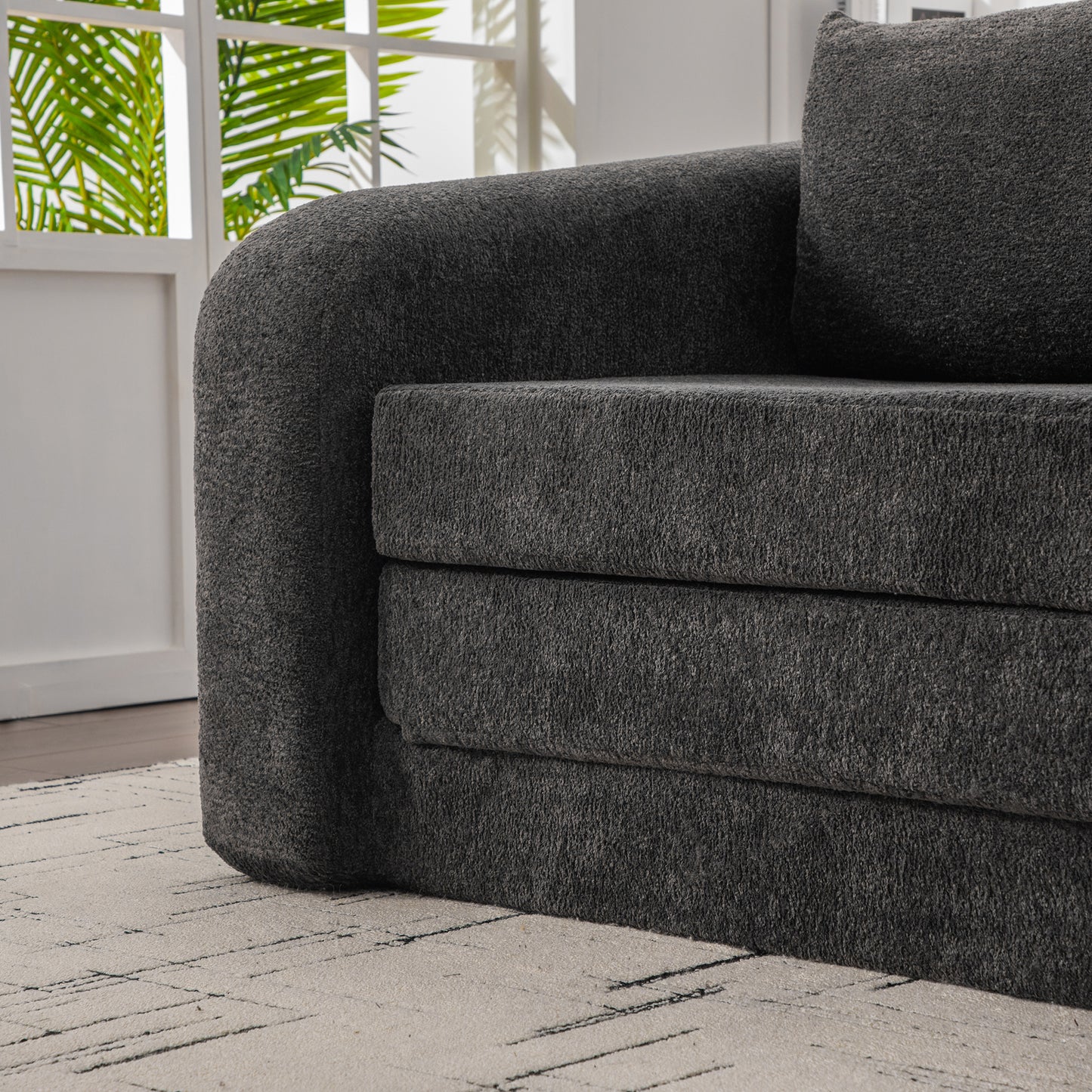 2-Piece Convertible Chenille Sofa Bed Set - Gray