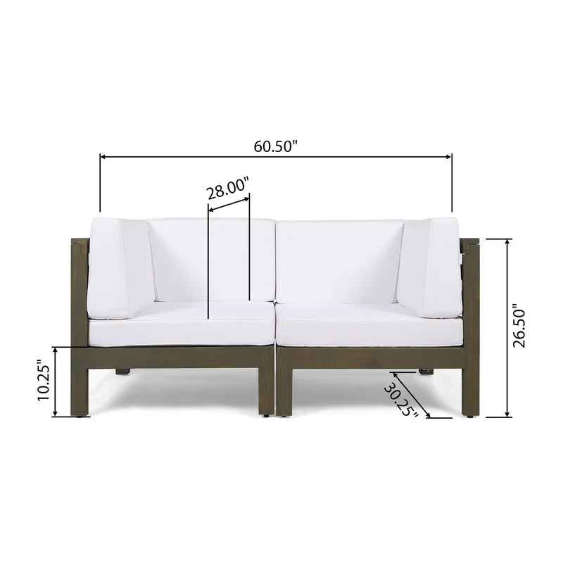 OANA 2-Piece White Loveseat Set | Modern Acacia Wood Furniture