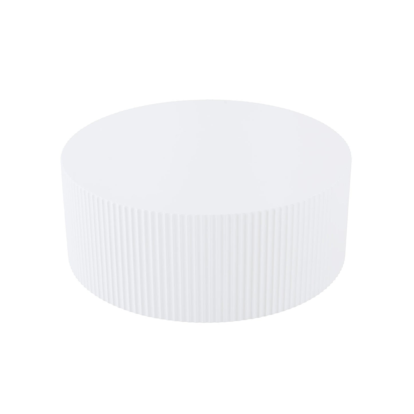 Contemporary Round Coffee Table with Handcrafted Relief - White