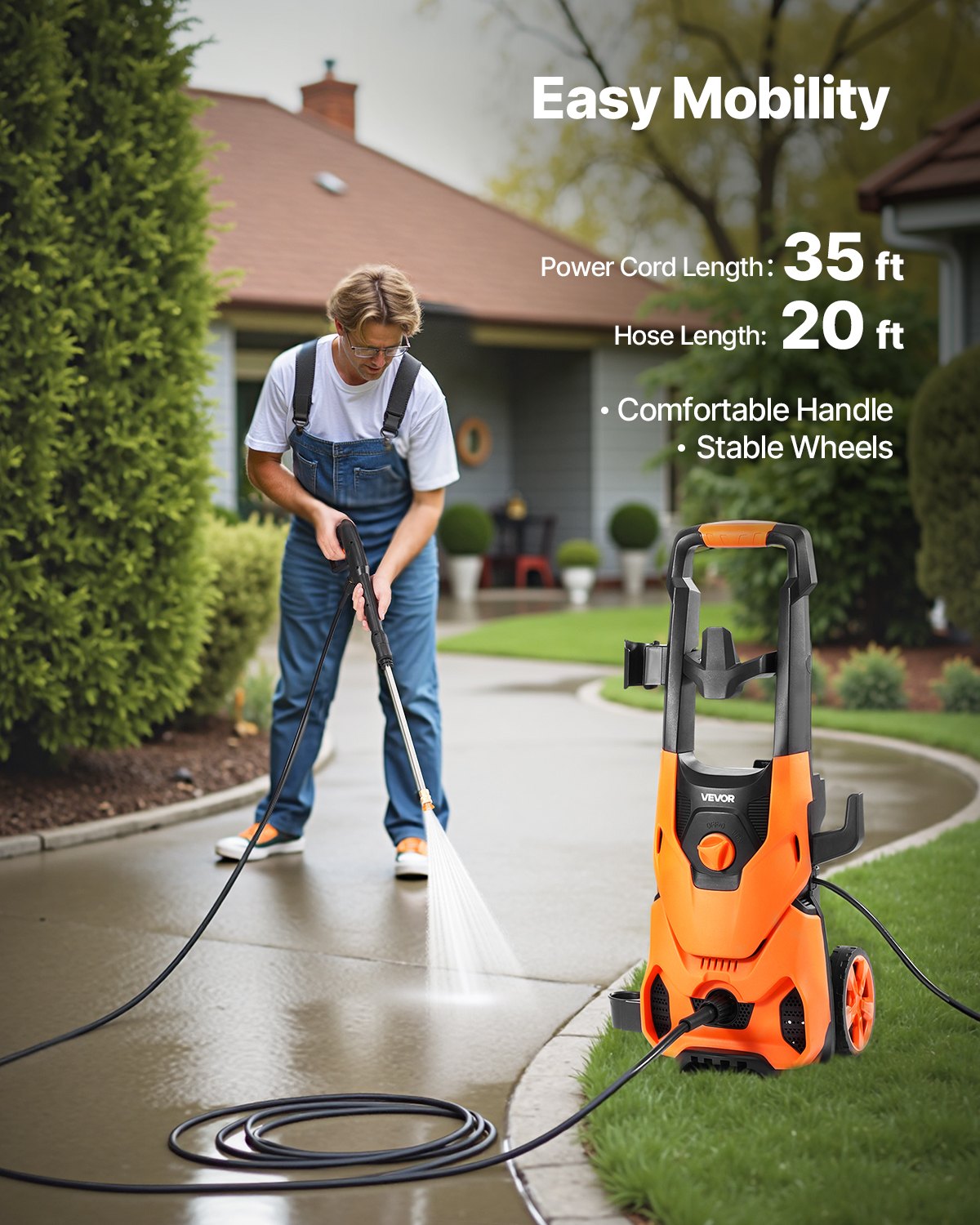 Electric Pressure Washer 4200 PSI 2.8 GPM with Nozzles & Foam Cannon - Orange