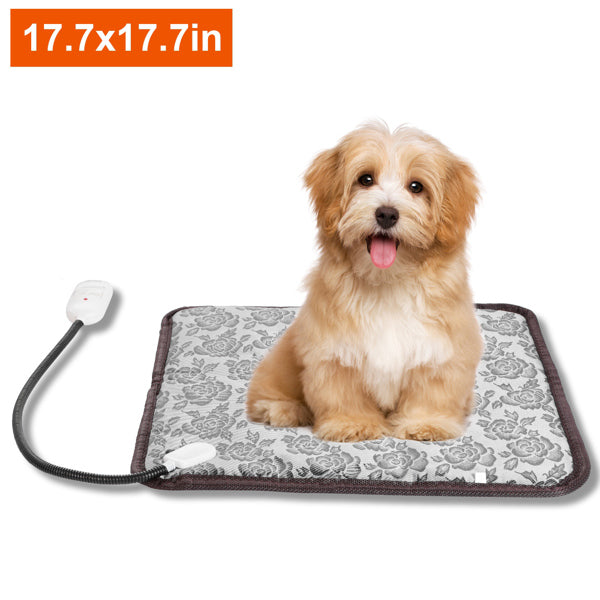 Pet Heating Pad Waterproof Adjustable Warm Blanket for Dogs & Cats - Gray