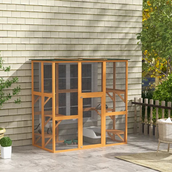 Outdoor Cat House with Platforms and Water-Resistant Design - Fits 3 Cats